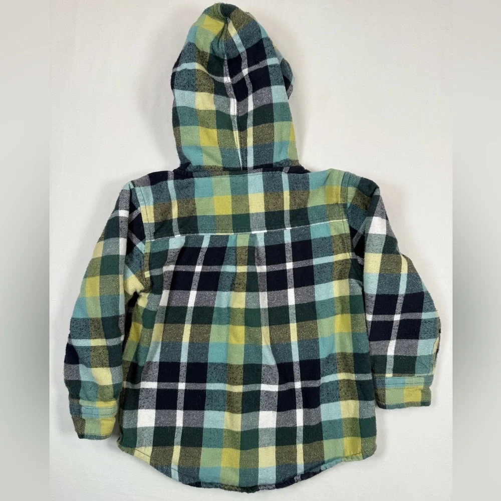 GYMBOREE Toddler Boys Hooded Plaid Flannel Jacket 2T Cozy‎ Outdoor Classic